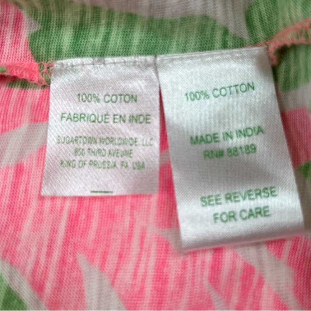 Lilly Pulitzer Bonita Cover Up Dress Tunic V Neck Mini Cotton Pink Green XS - Picture 6 of 10